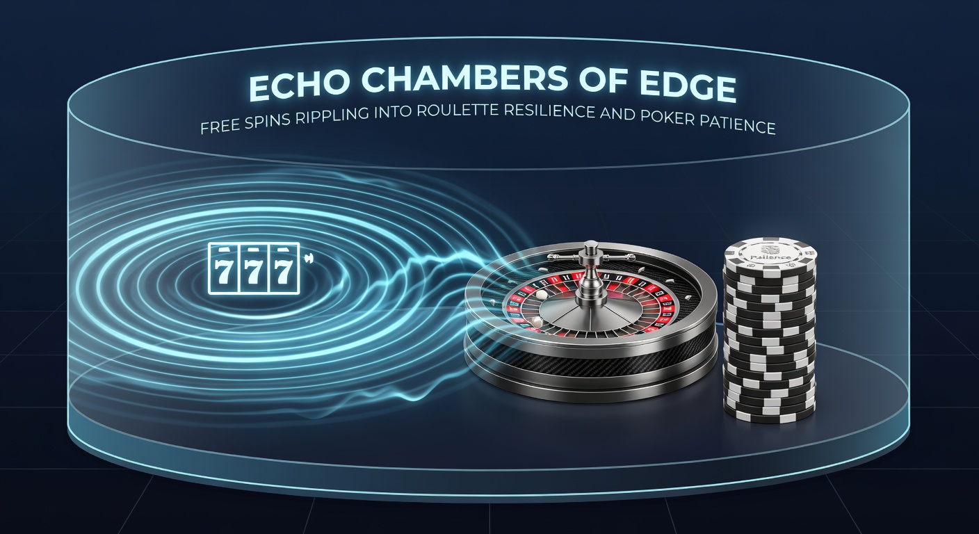 Close-up of poker table with chip stacks growing from slot free spin icons, illustrating bankroll transfer and patient decision-making