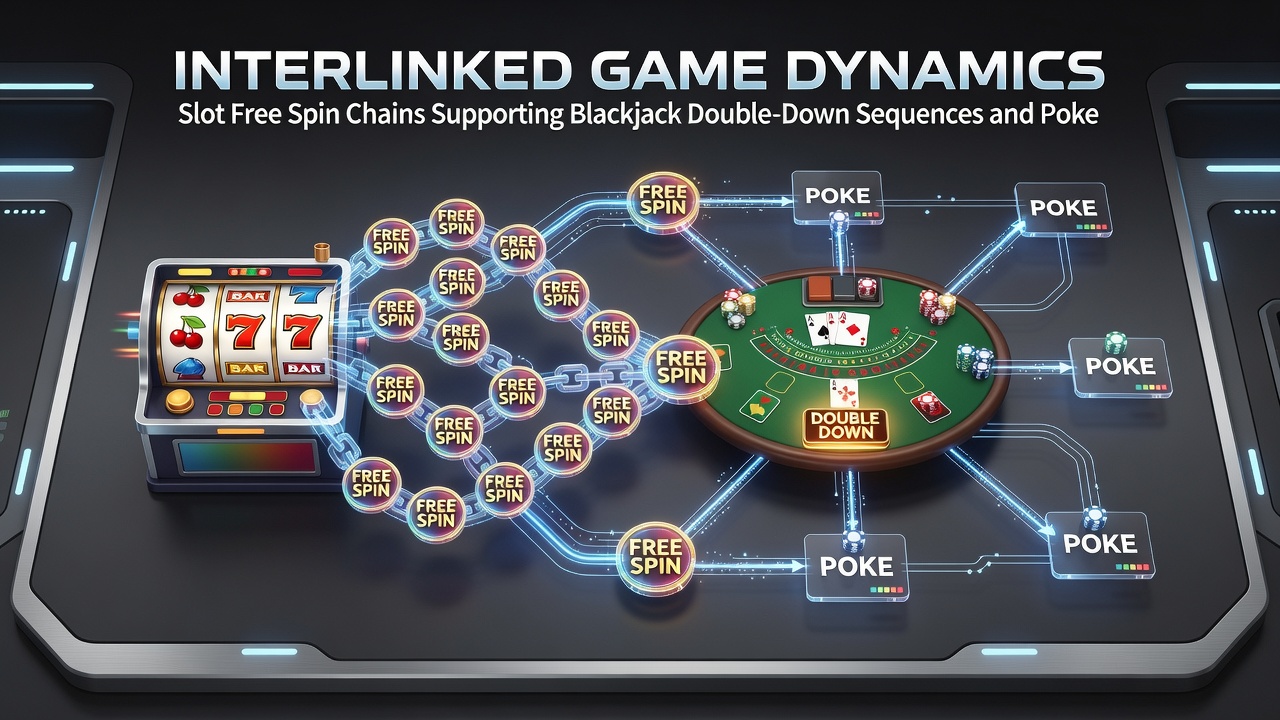 Screenshot of a casino platform wallet interface displaying transferred credits from slot free spins into blackjack and poker sections