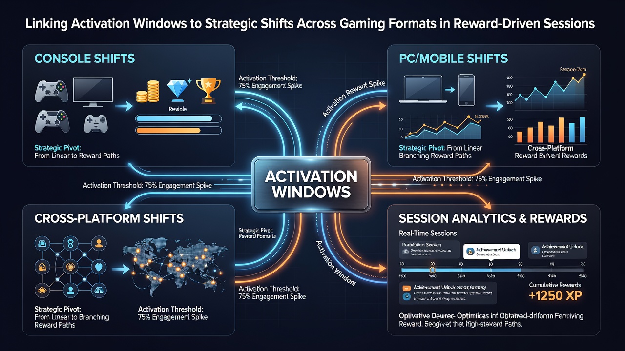 Infographic illustrating player movement between slots, roulette, and poker during activation windows