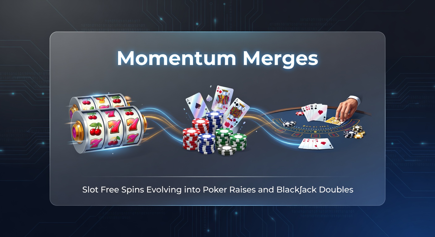 Close-up scene of a poker player raising chips aggressively, with slot free spin symbols fading into the background alongside blackjack double-down cards