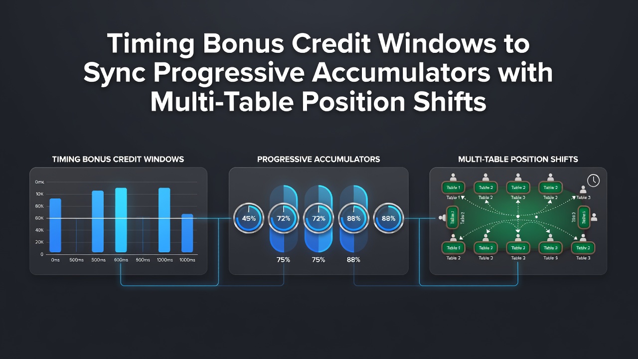 Screenshot of casino interface displaying synchronized bonus timer and progressive meter during table transition